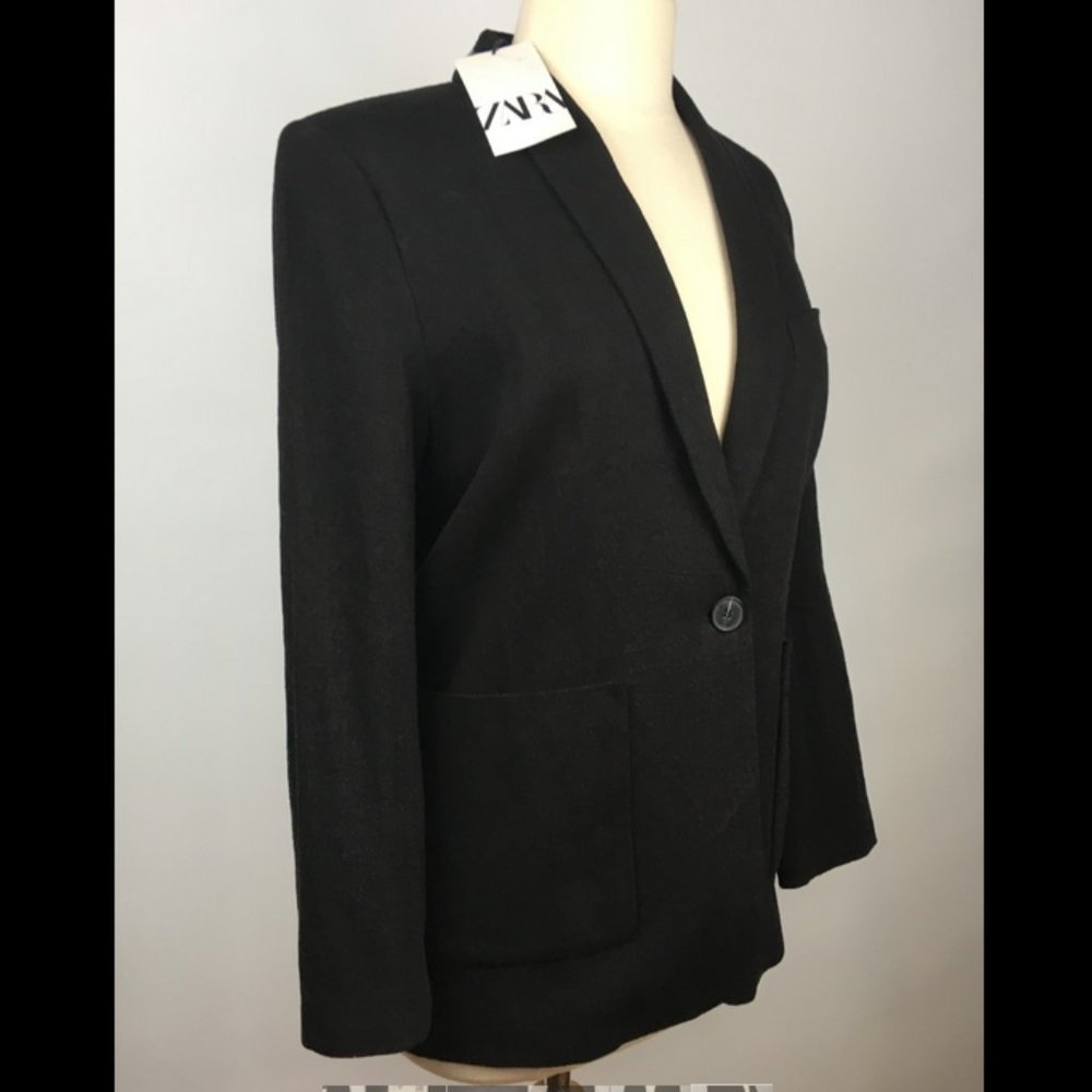 Zara Black Single Button Blazer   New with Tags  Sz S